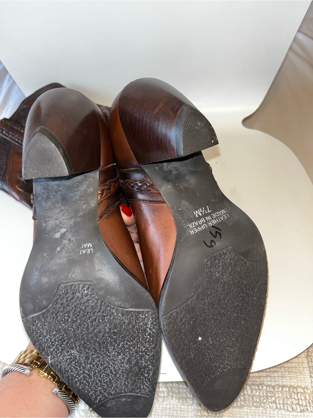 White Mountain Santa Fe Vintage Brown Leather Cowboy Boots - Picture 7 of 7